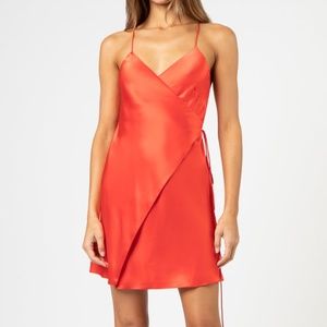 Michelle Mason Strappy Wrap Red Mini Dress size 0